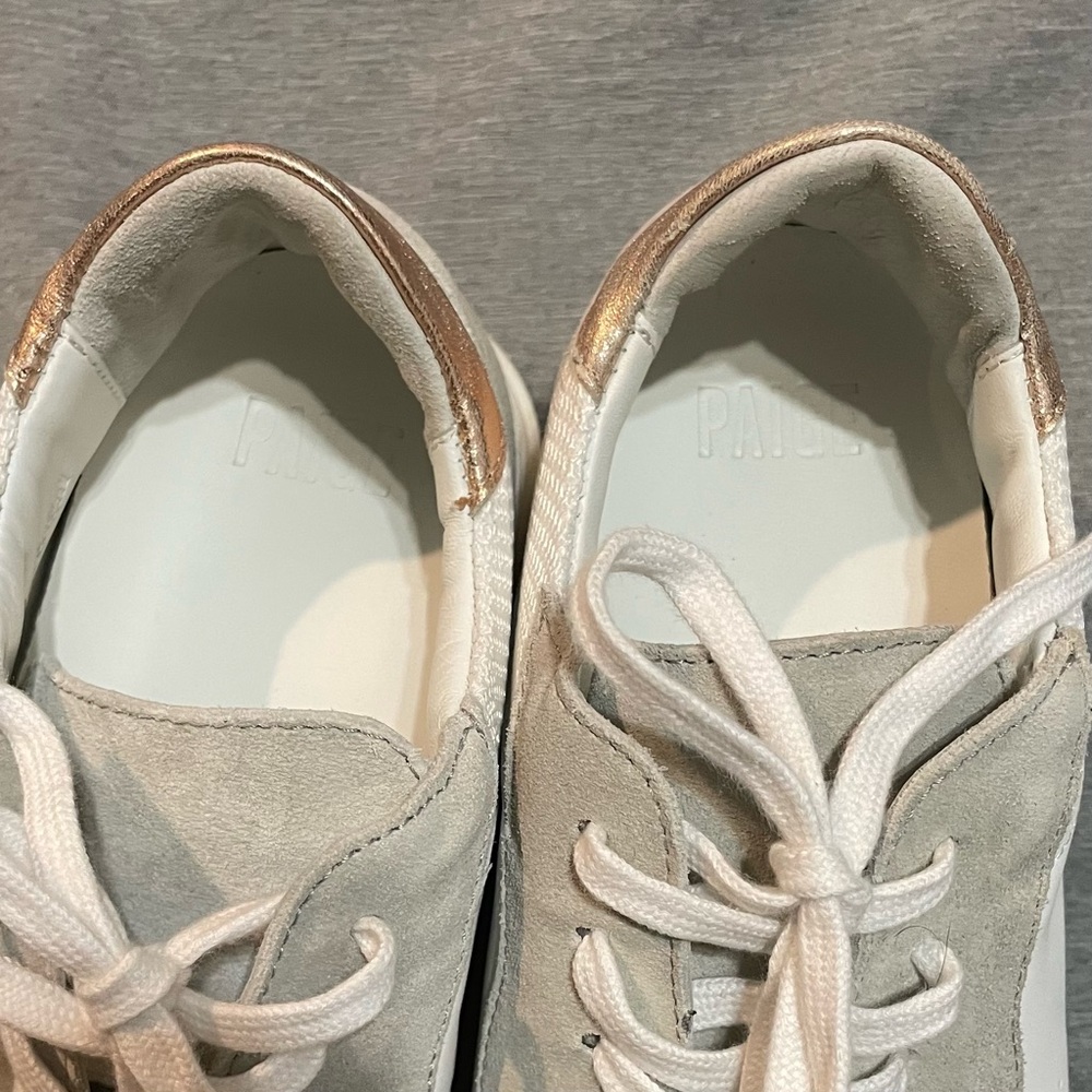 PAIGE Mila Runner Sneakers Grey Suede Leather Platform Trainer Size 8.5 - Picture 11 of 11